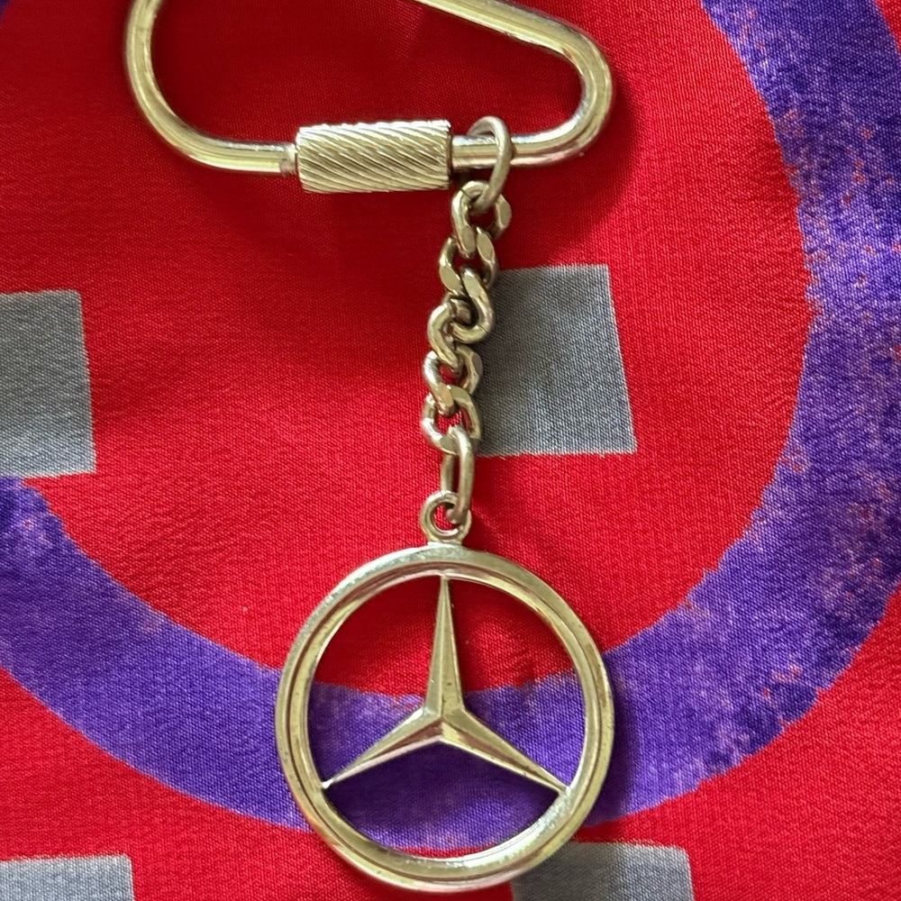 Mercedes Benz silk scarf and Silver key chain (SET 2 items)